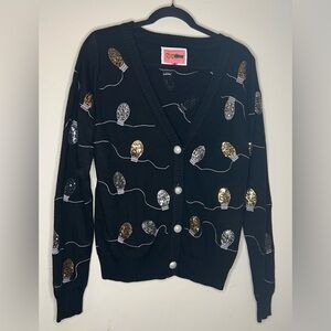 Tipsy Elves Black Cardigan with Sequin Bulbs